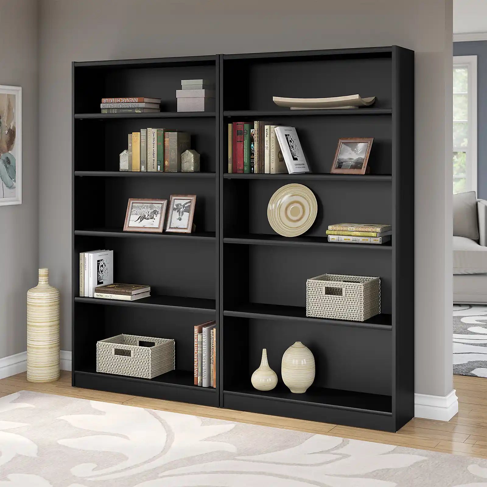 Modern and Large Bookcase Set of 2