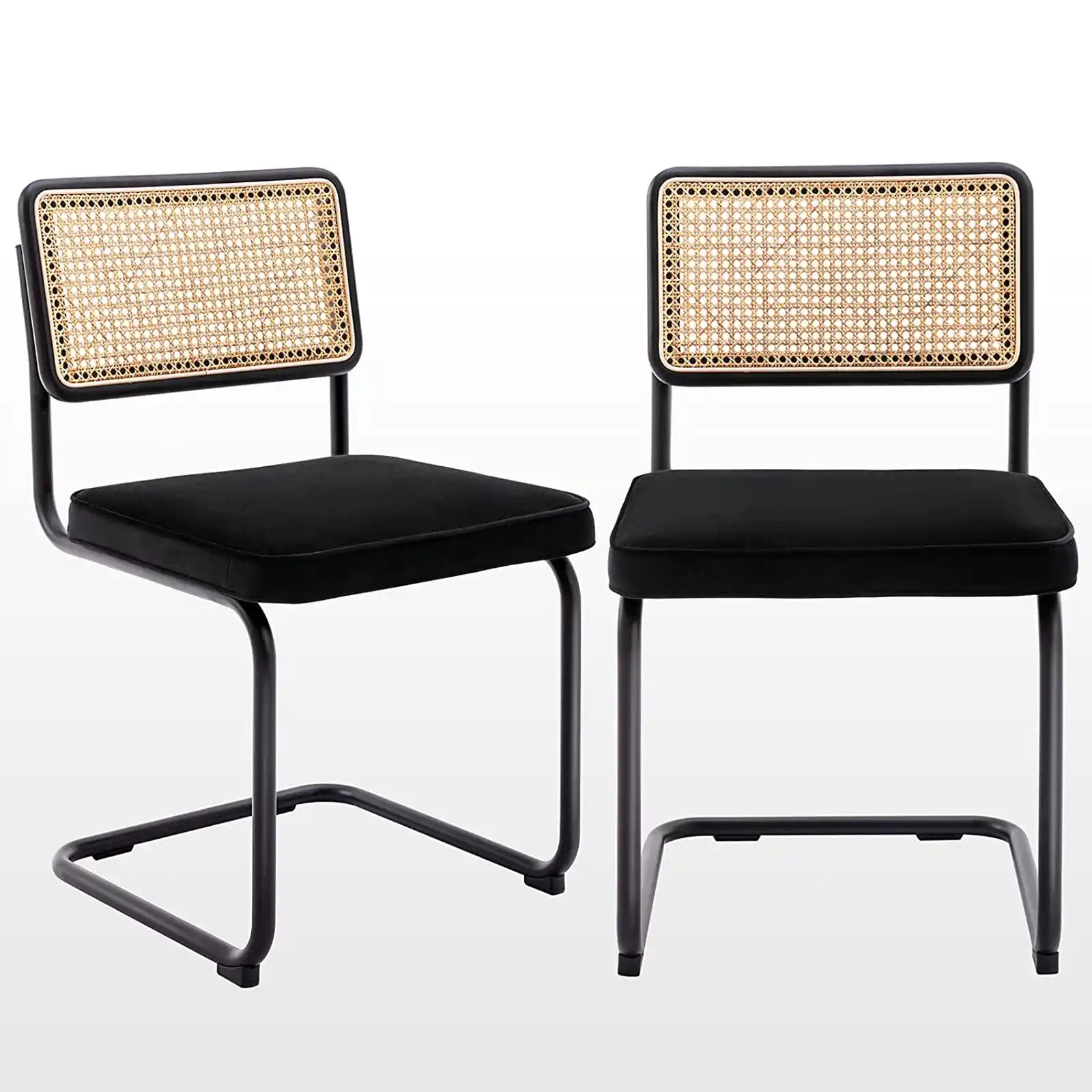 Mid-Century Modern 2 pcs Accent Rattan Kitchen Chairs , Dining Chair