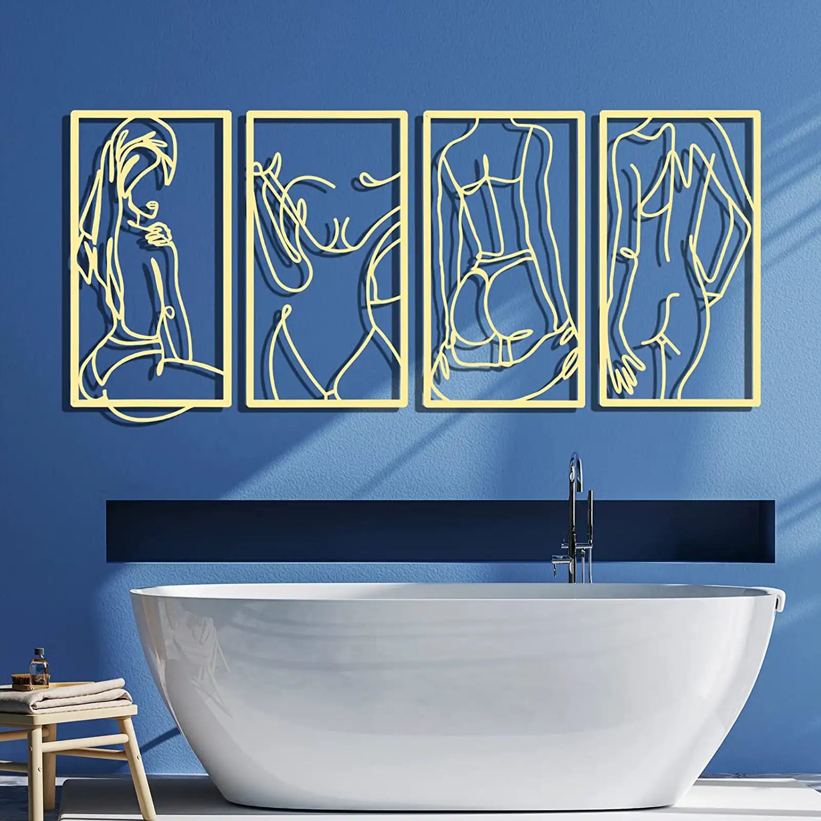 6 Pcs Modern Minimalist Wall Decor Abstract Woman Wall Art Single Line Drawing Modern Home Decor Line Metal Wall Decor Women Body Shape Wall Sculptures