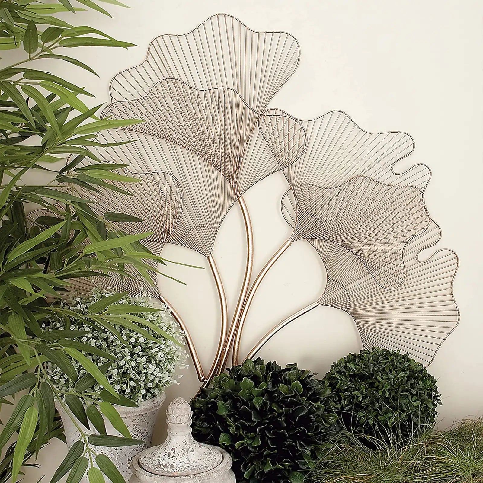 Metal Floral Gingko Leaf Wall Decor