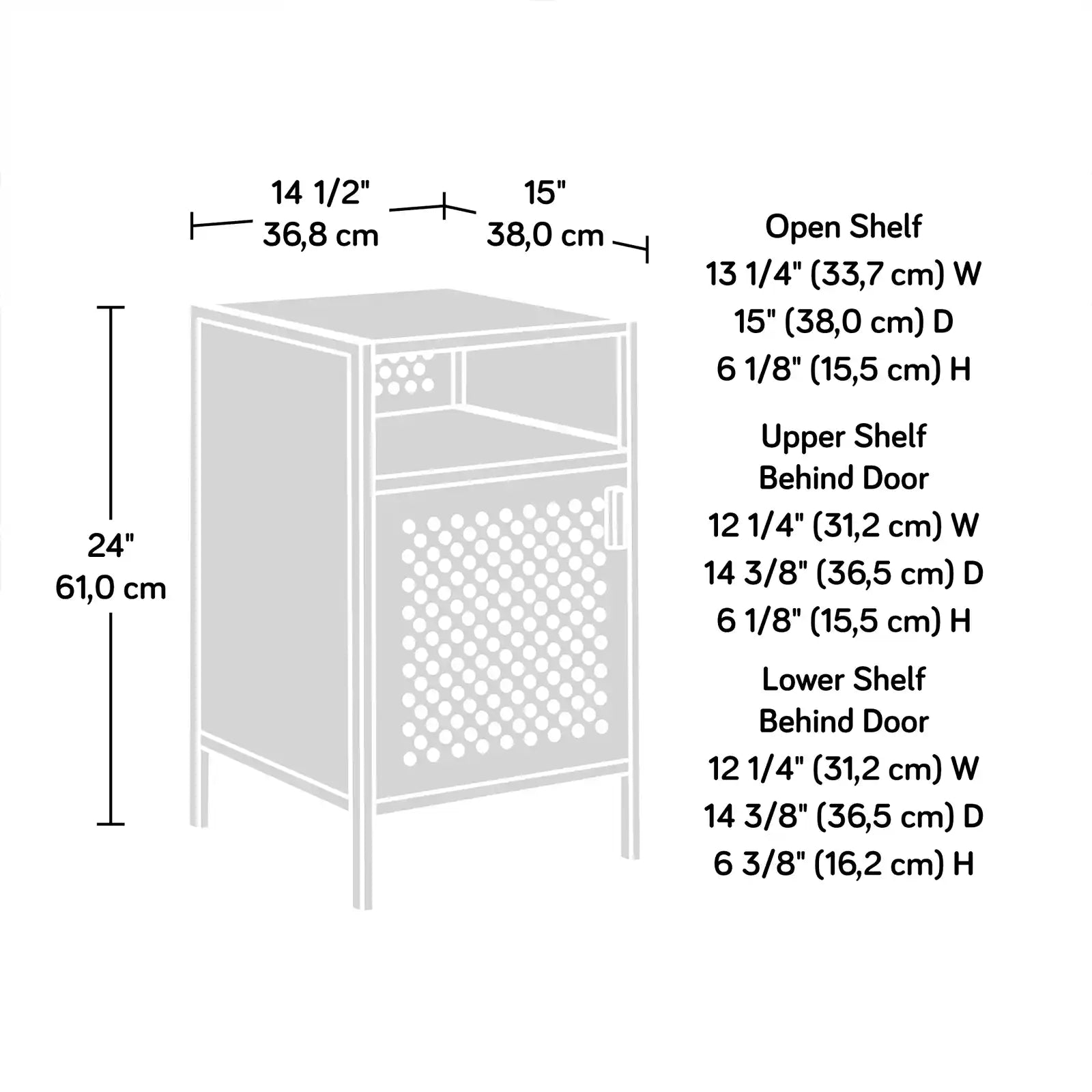 Industrial and Modern Night Stand, Black Finish