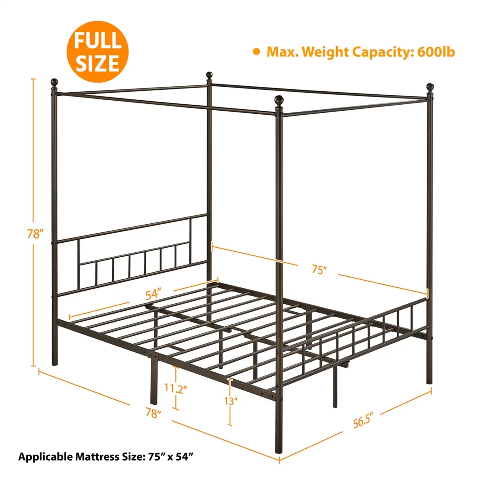 Estructura de cama con dosel Cama con plataforma y dosel con dosel, cabecera y pie de cama