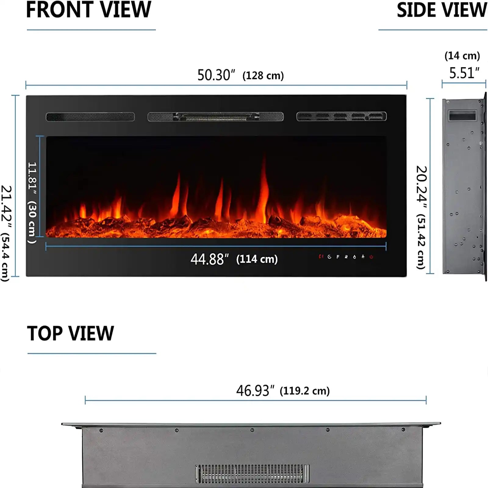 Insertos de chimenea eléctrica,Chimenea montada en la pared,Chimenea LED con troncos 