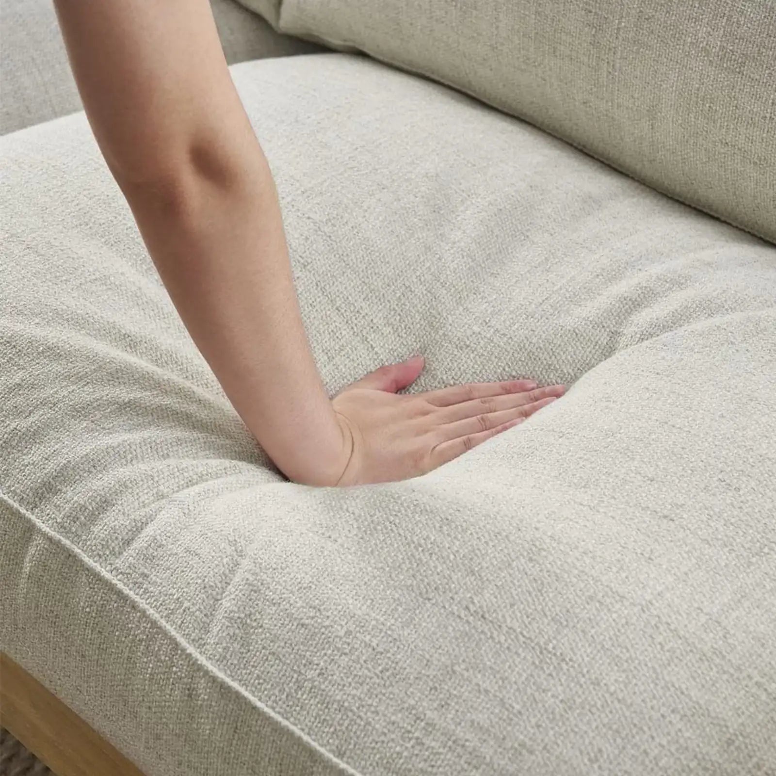 Sofá capitoné de ratán, sofá cama de lino moderno, sofá de dos plazas tapizado cómodo y grande