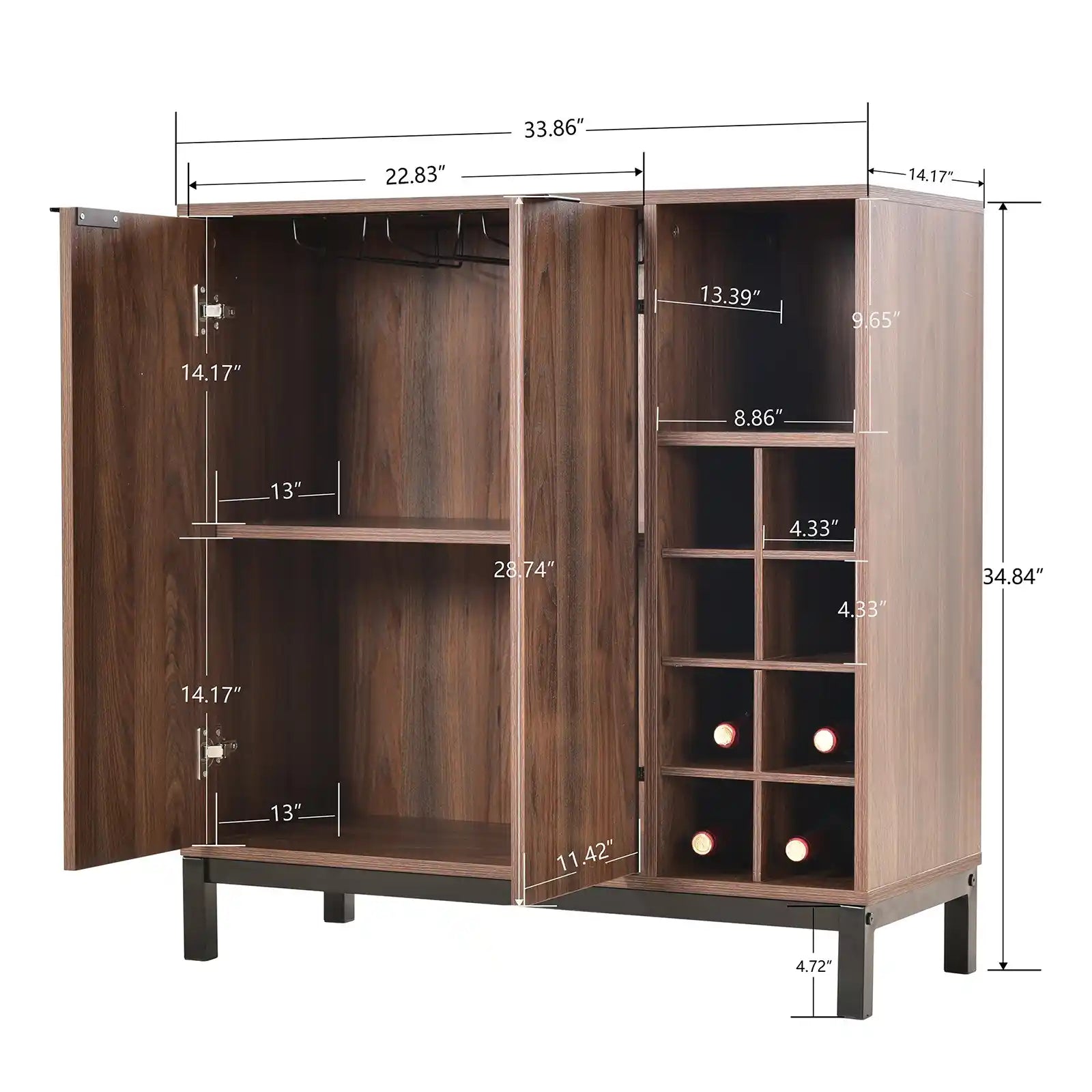 Wood Coffee Bar Cabinet with Storage Wine Racks , Buffet Sideboard
