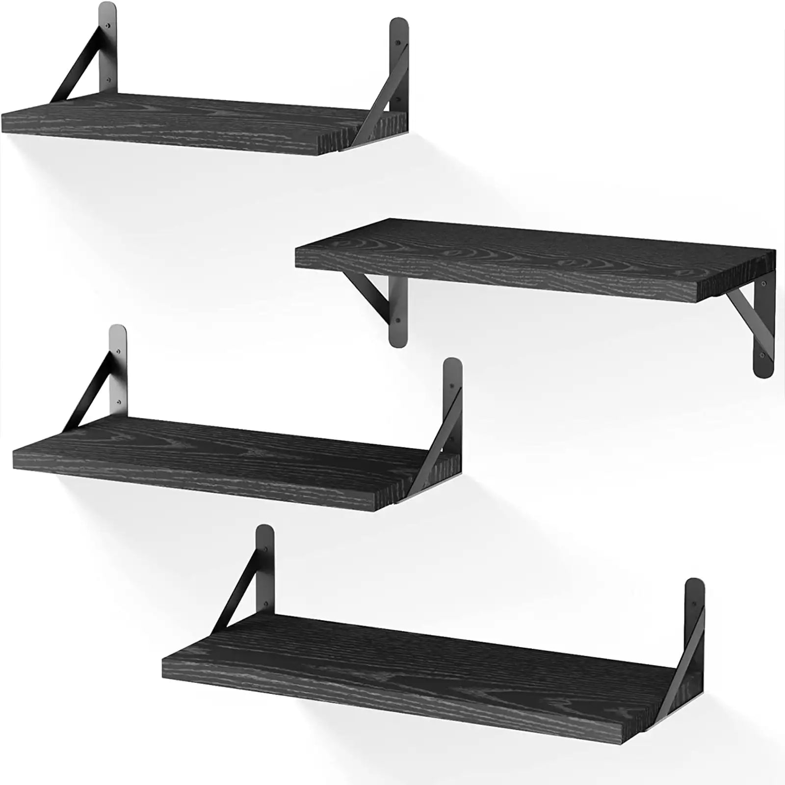 Floating Shelves, Rustic Wood Shelves, 4 Sets of Wall Mounted Shelf for Bathroom Decor, Bedroom, Living Room and Plants