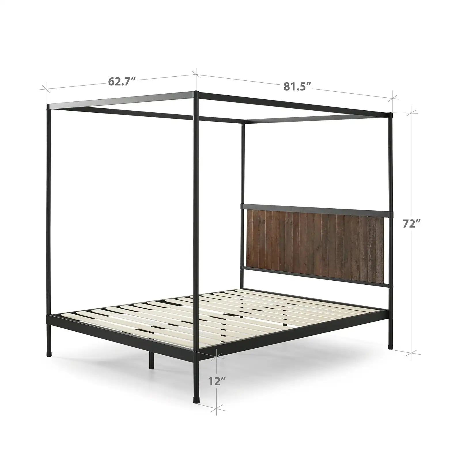 Metal and Wood Canopy Platform Bed Frame