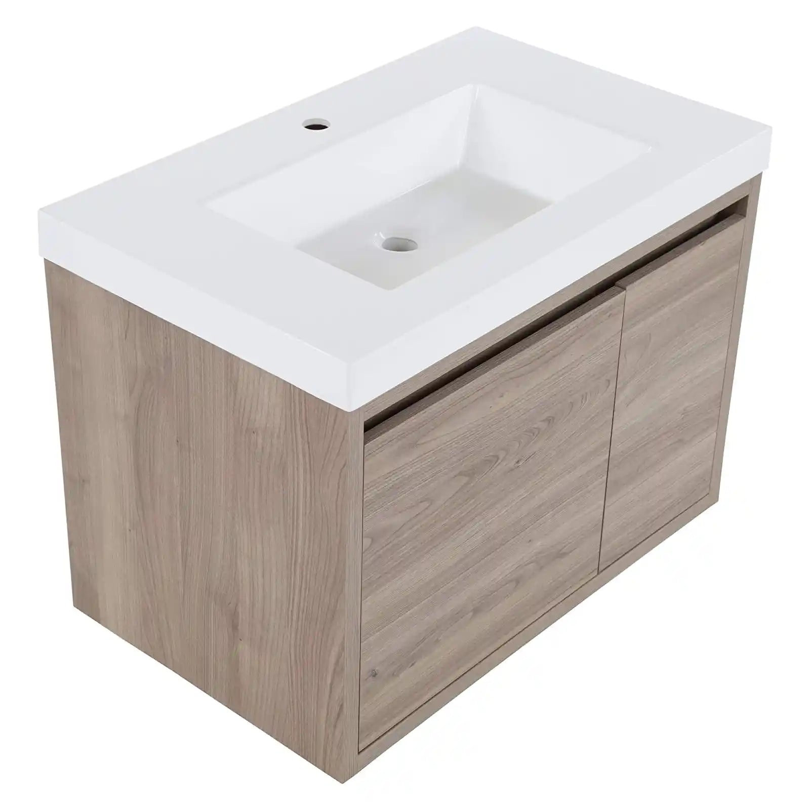 Tocador de baño de madera con lavabo 