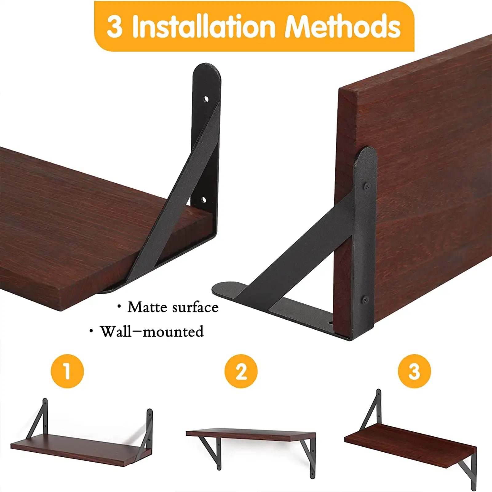 Floating Shelves, Rustic Wood Shelves, 4 Sets of Wall Mounted Shelf for Bathroom Decor, Bedroom, Living Room and Plants