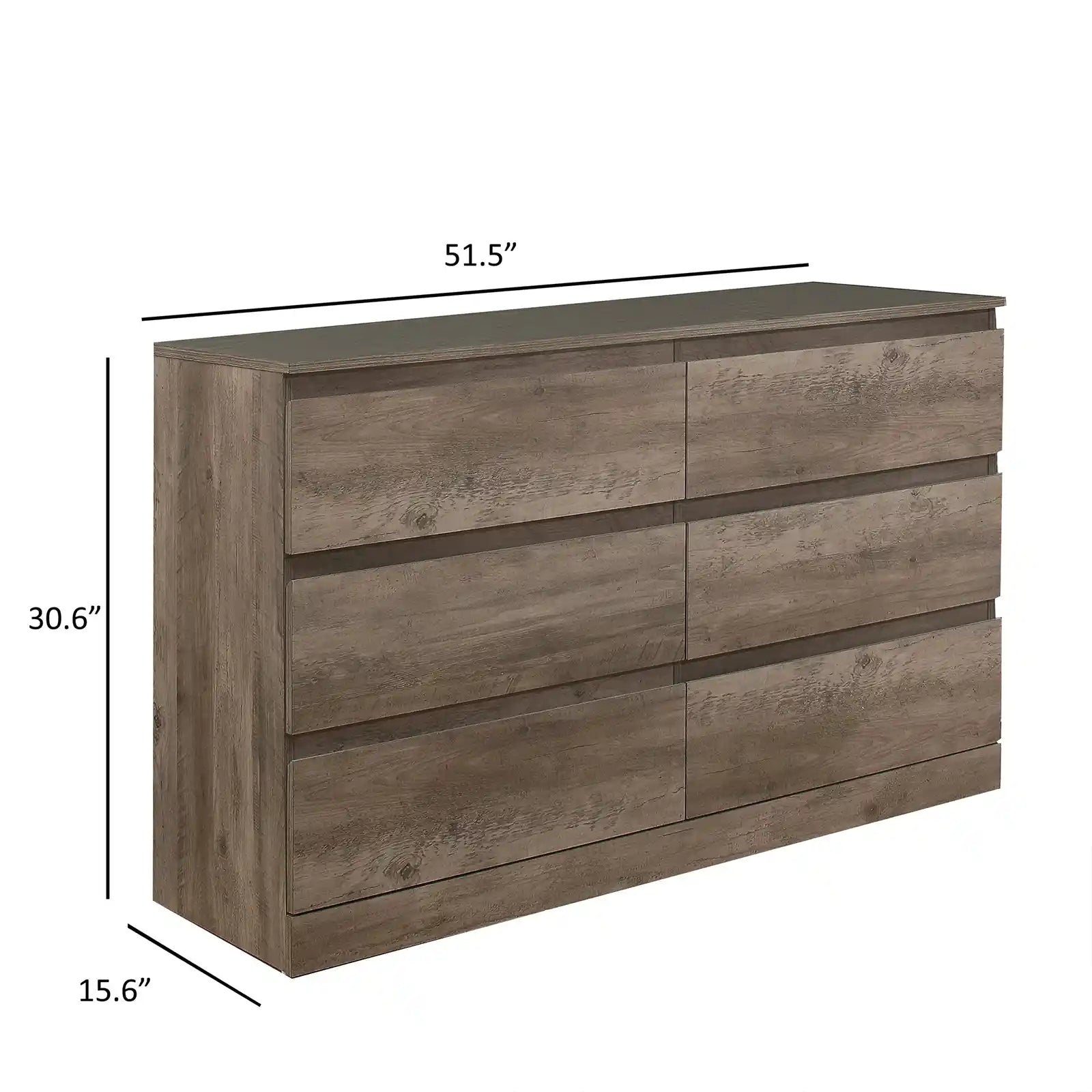 Modern 6-Drawer Horizontal Dresser