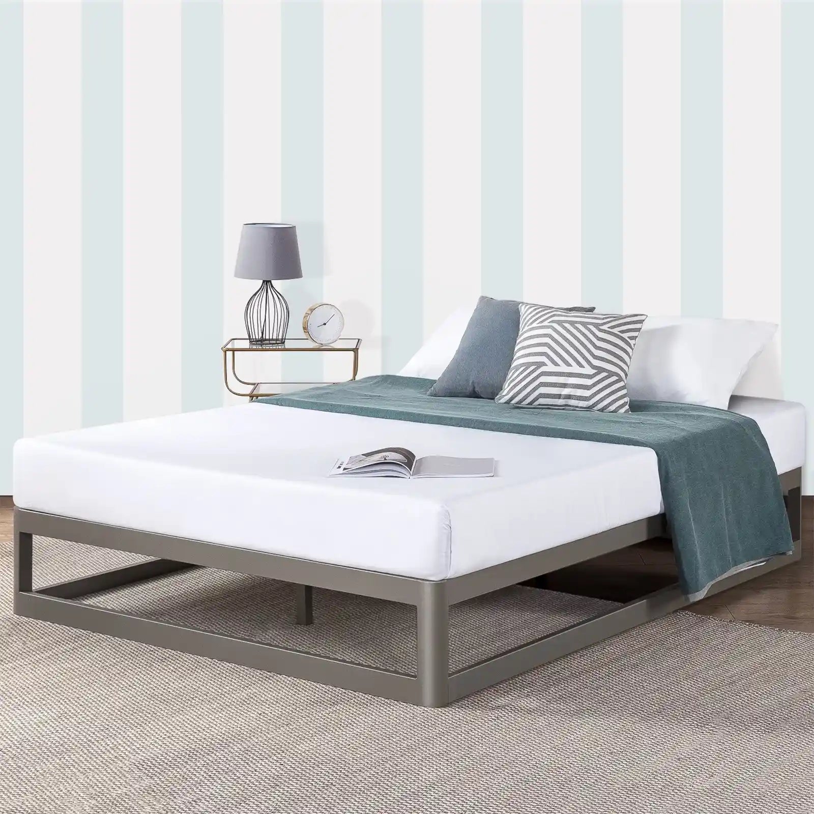 Round Metal Platform Bed with Steel Slats