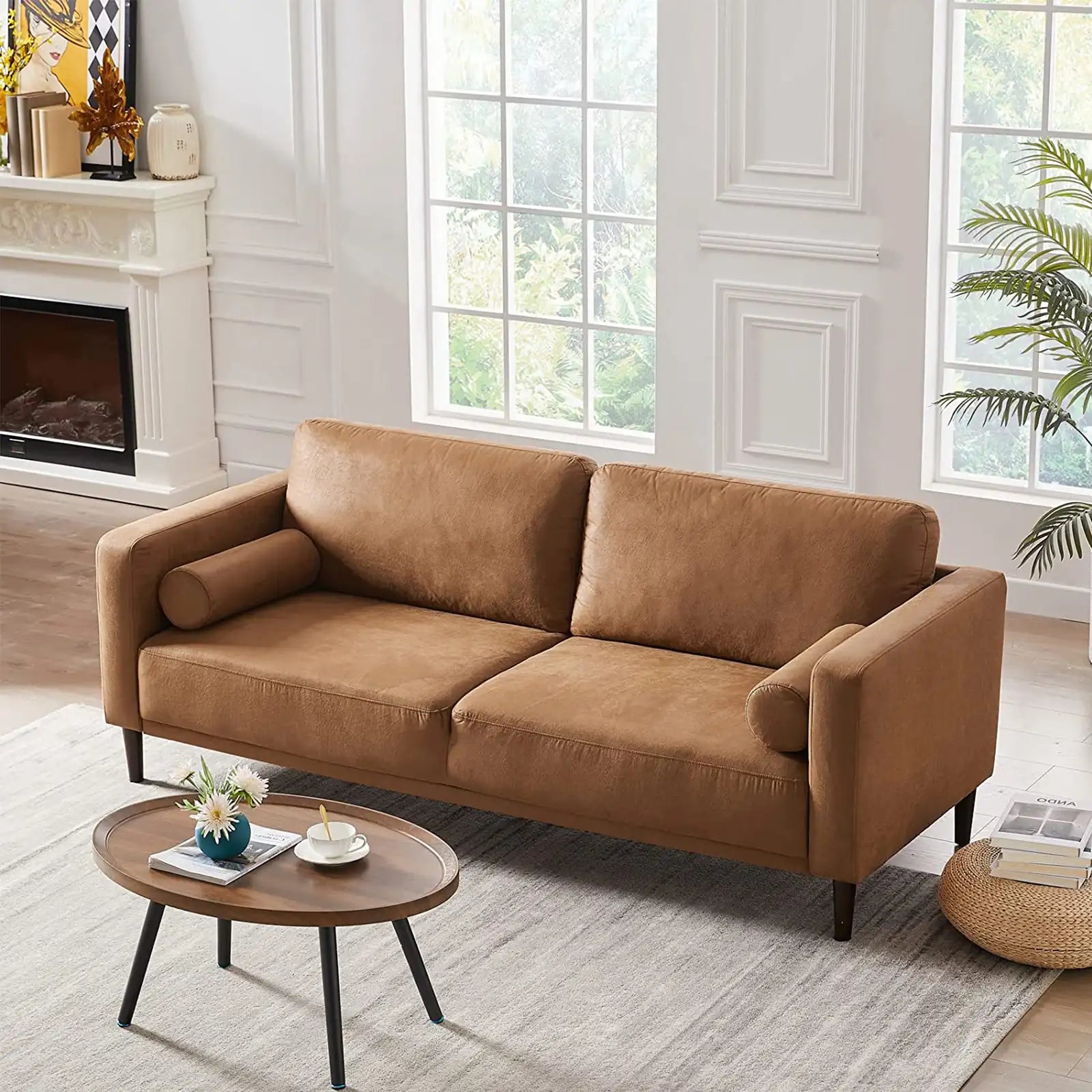 Sofá moderno tapizado, sala de estar 