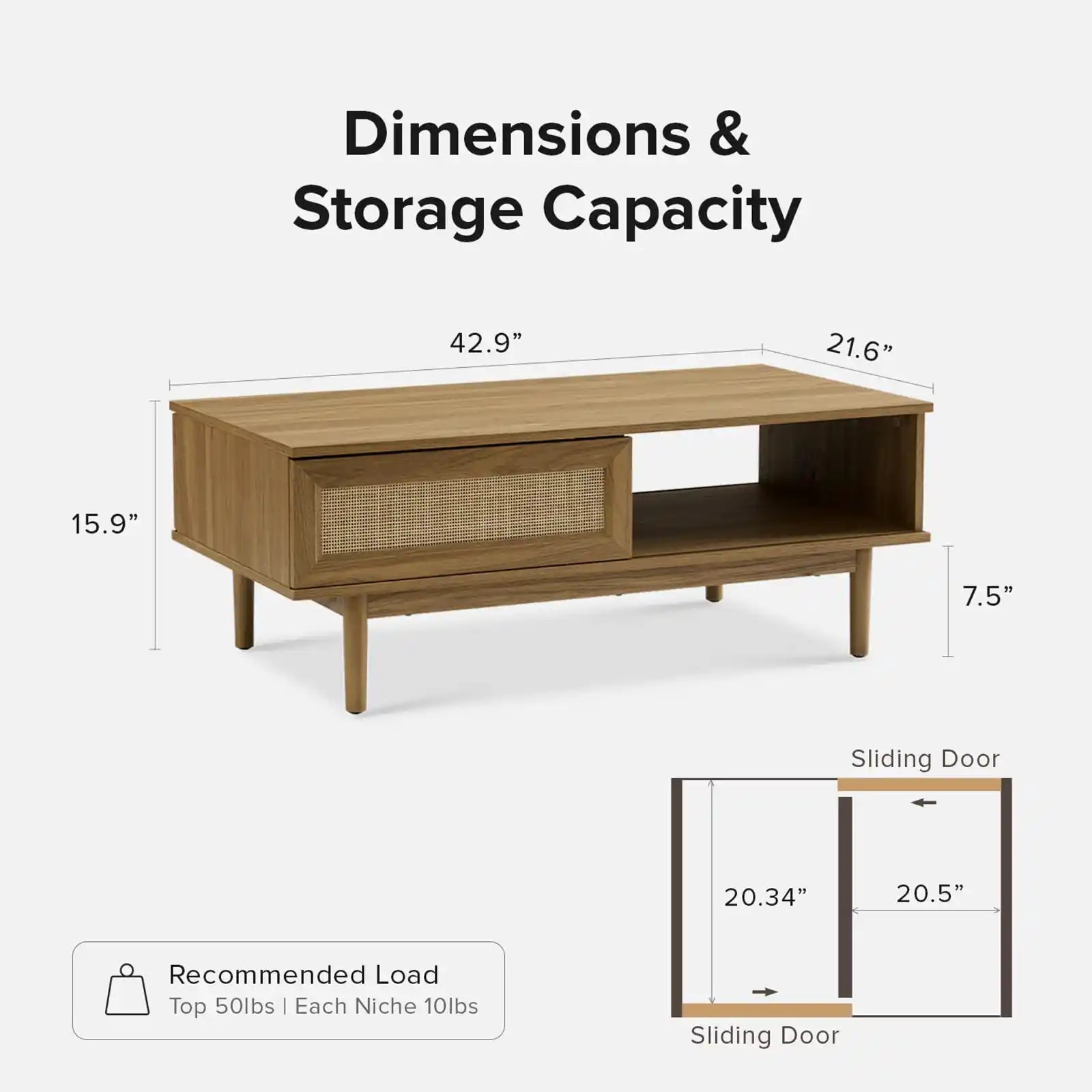 Set of 4. (59" TV Stand + Coffee Table + Twin Side Table)