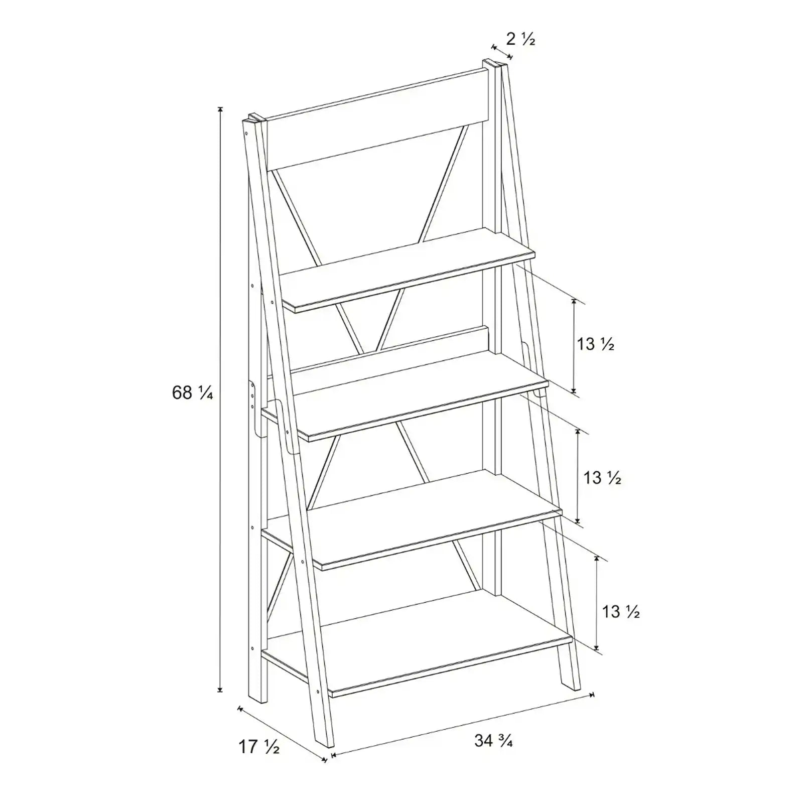 Farmhouse 4-Shelf Ladder Bookshelf