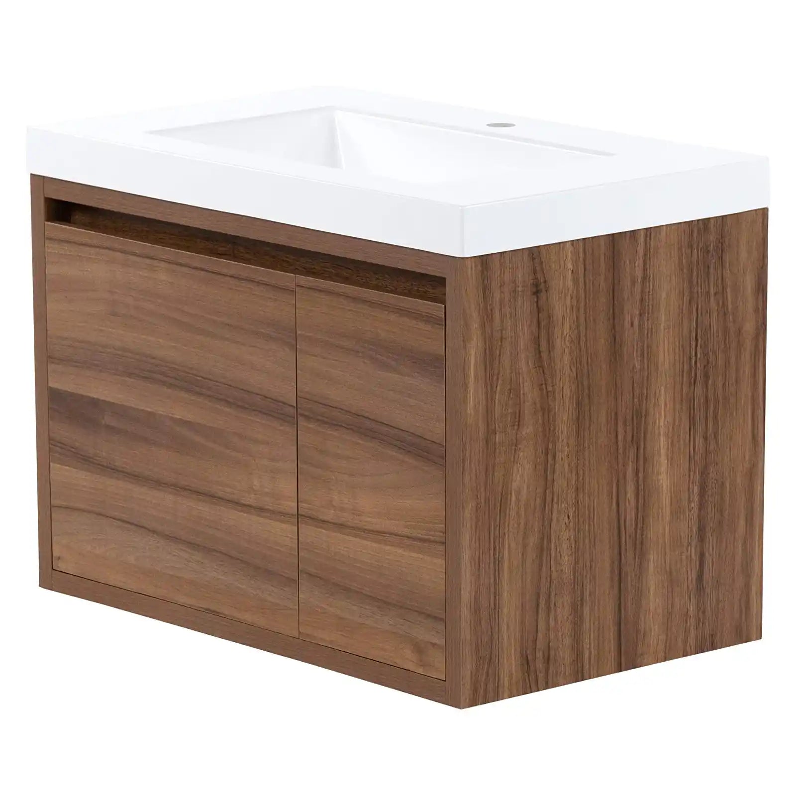 Tocador de baño de madera con lavabo 