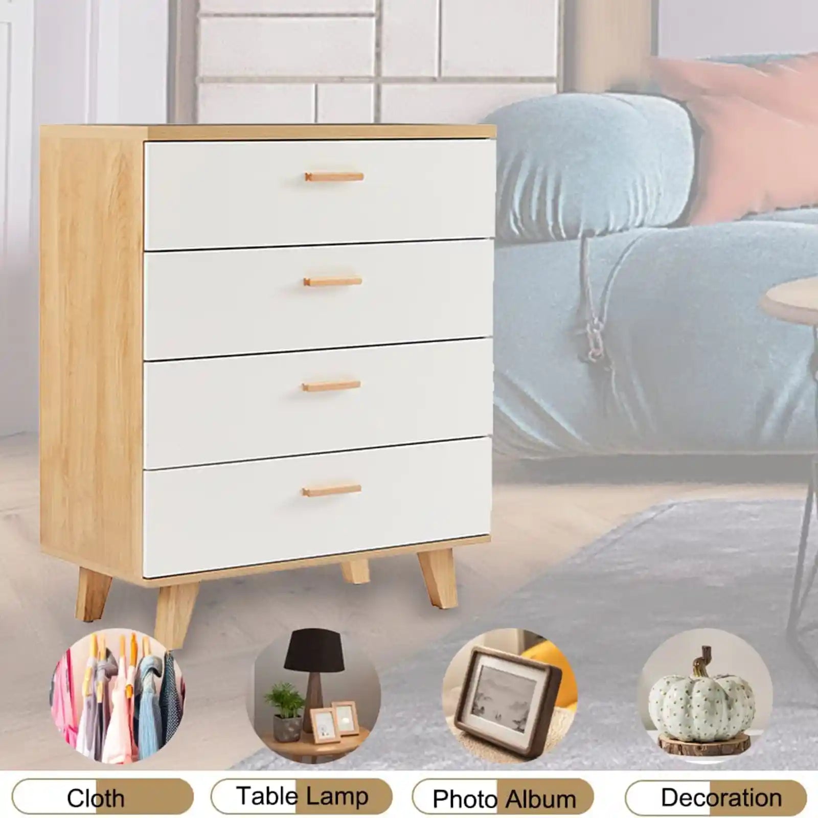 Contemporary Wood 6 Drawer Dresser , 4 Drawer Dresser