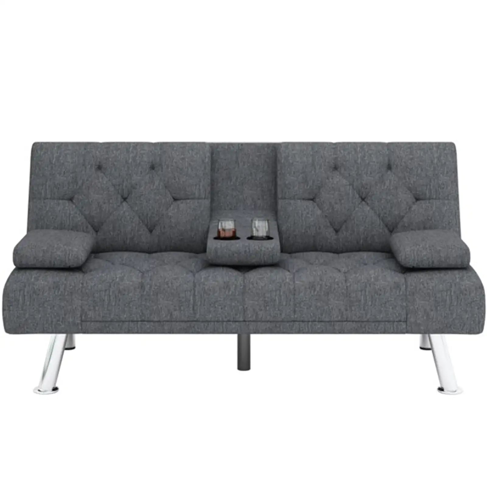 Upholstered Folding Sleeper Sofa with Removable Armrests, Couch for Small Space