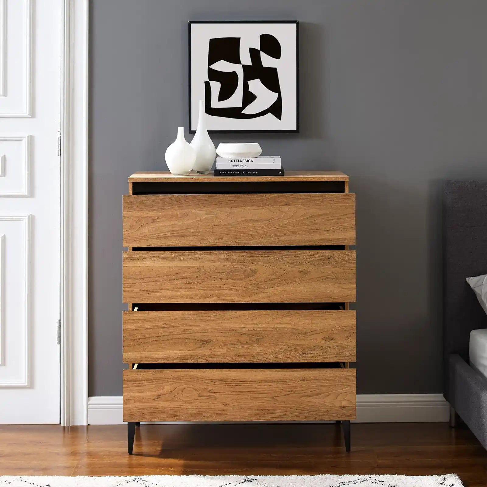 Rustic and Industrial 4 Drawer Vertical Dresser