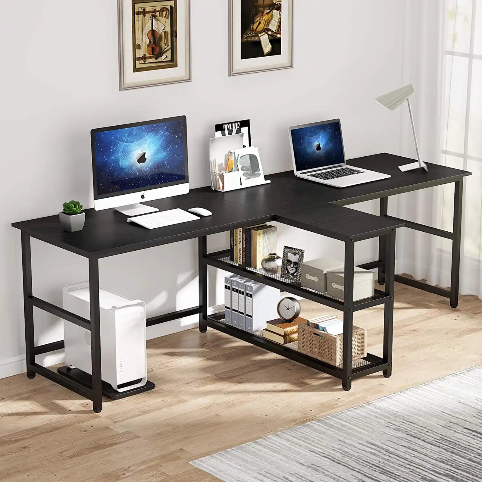 Extra Long 90.5 Inch Computer Desk for Two Person Desk