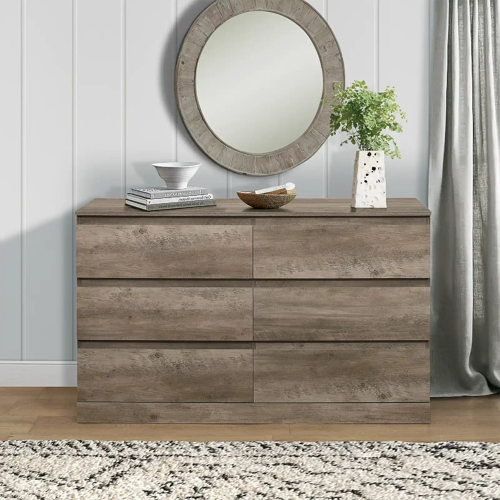 Modern 6-Drawer Horizontal Dresser