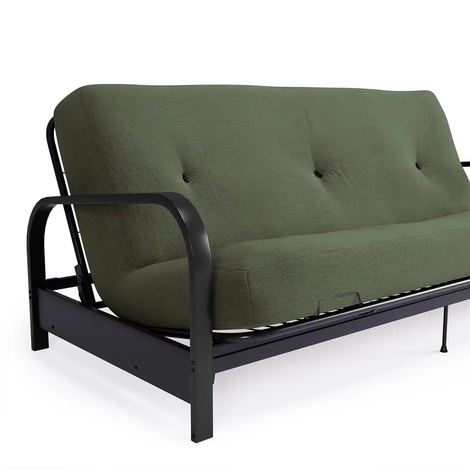 Recliner Sofa , Black Metal Arm Full Size Futon Frame with 6” Mattress