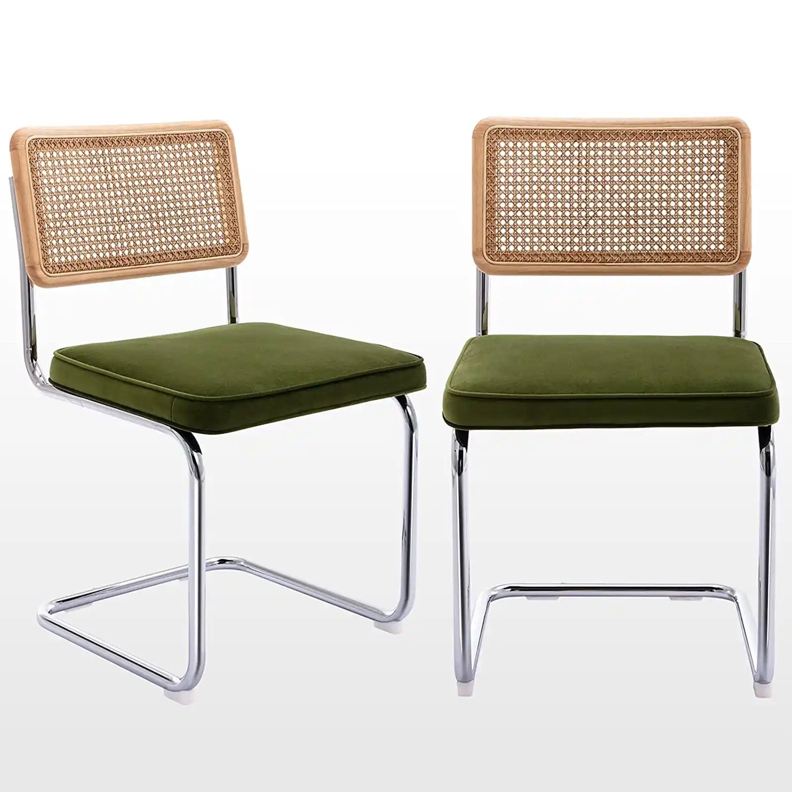 Mid-Century Modern 2 pcs Accent Rattan Kitchen Chairs , Dining Chair