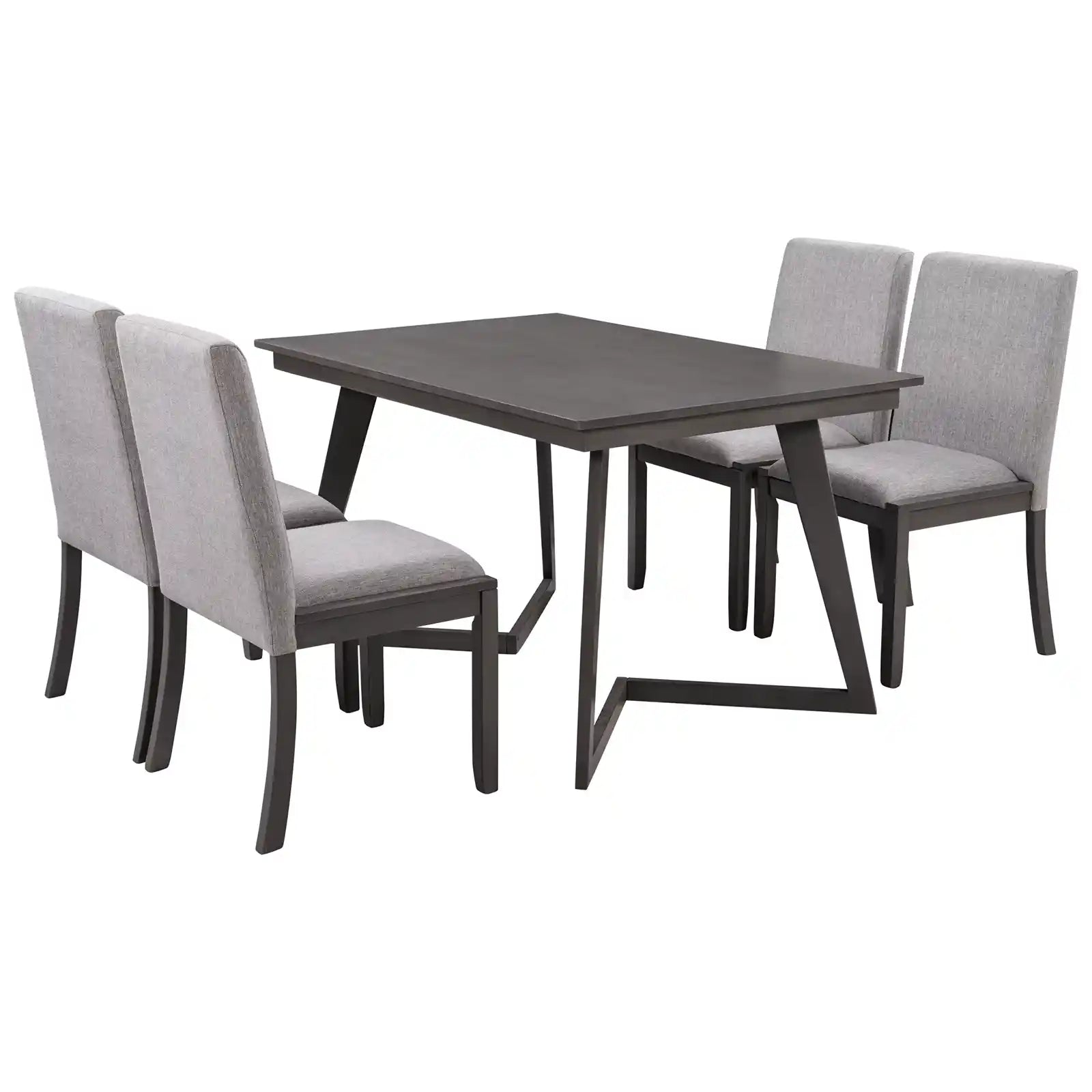 Dining Room Table and Chairs for 4, 5 Pieces Wood and Fabric Kitchen Dining Set