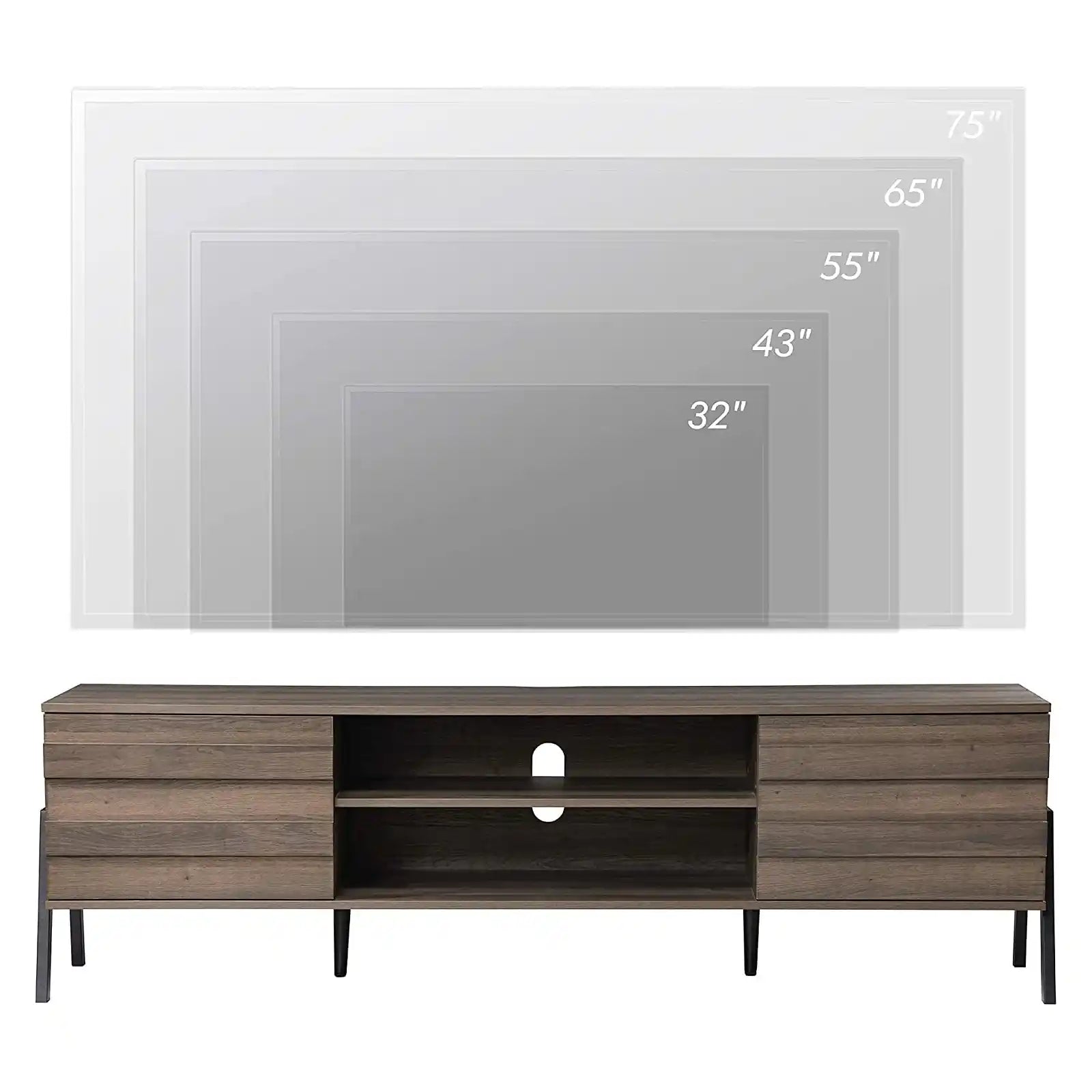 Soporte de TV moderno para televisores de hasta 75 pulgadas, consola de TV de madera con pantalla plana, mueble multimedia con almacenamiento