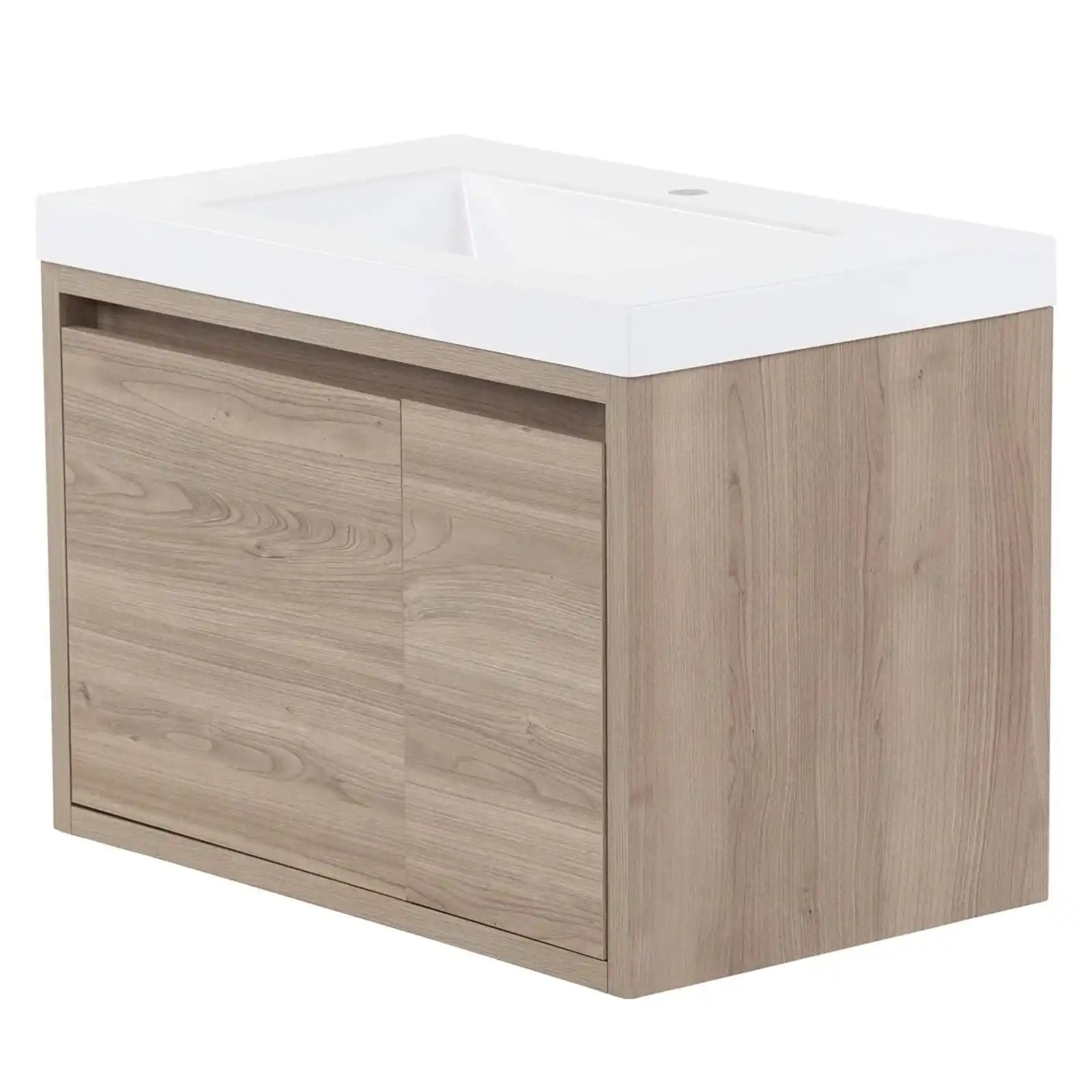 Tocador de baño de madera con lavabo 