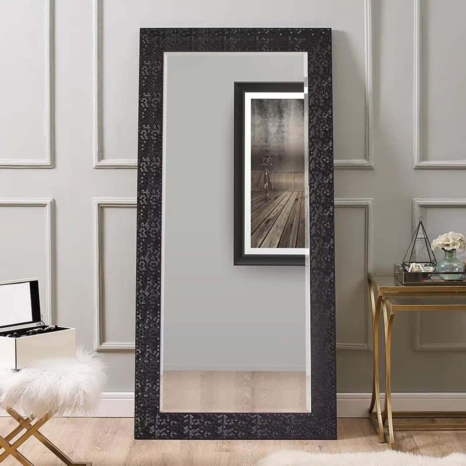 Mosaic Style Full Length Mirror, Wall Mirror, Floor Mirror, 65.5 x 31.5 Inch