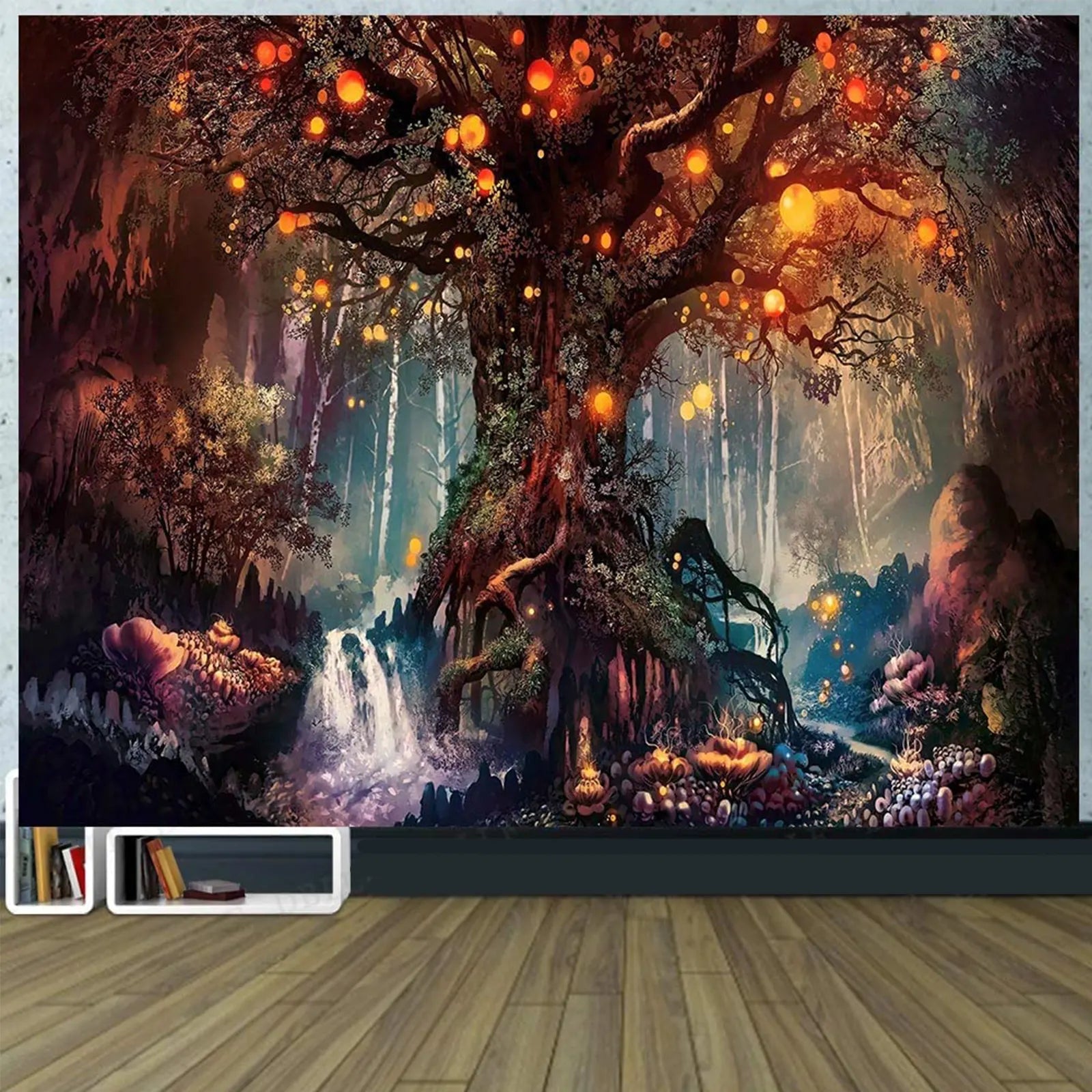 Fantasy Forest Tapestry Tree of Life Wall Tapestry Home Decor Landscape Tapestries Nature Plant Trippy Tapestry Fairy Tale World Aesthetic Tapestry Large  for Living Room Bedroom