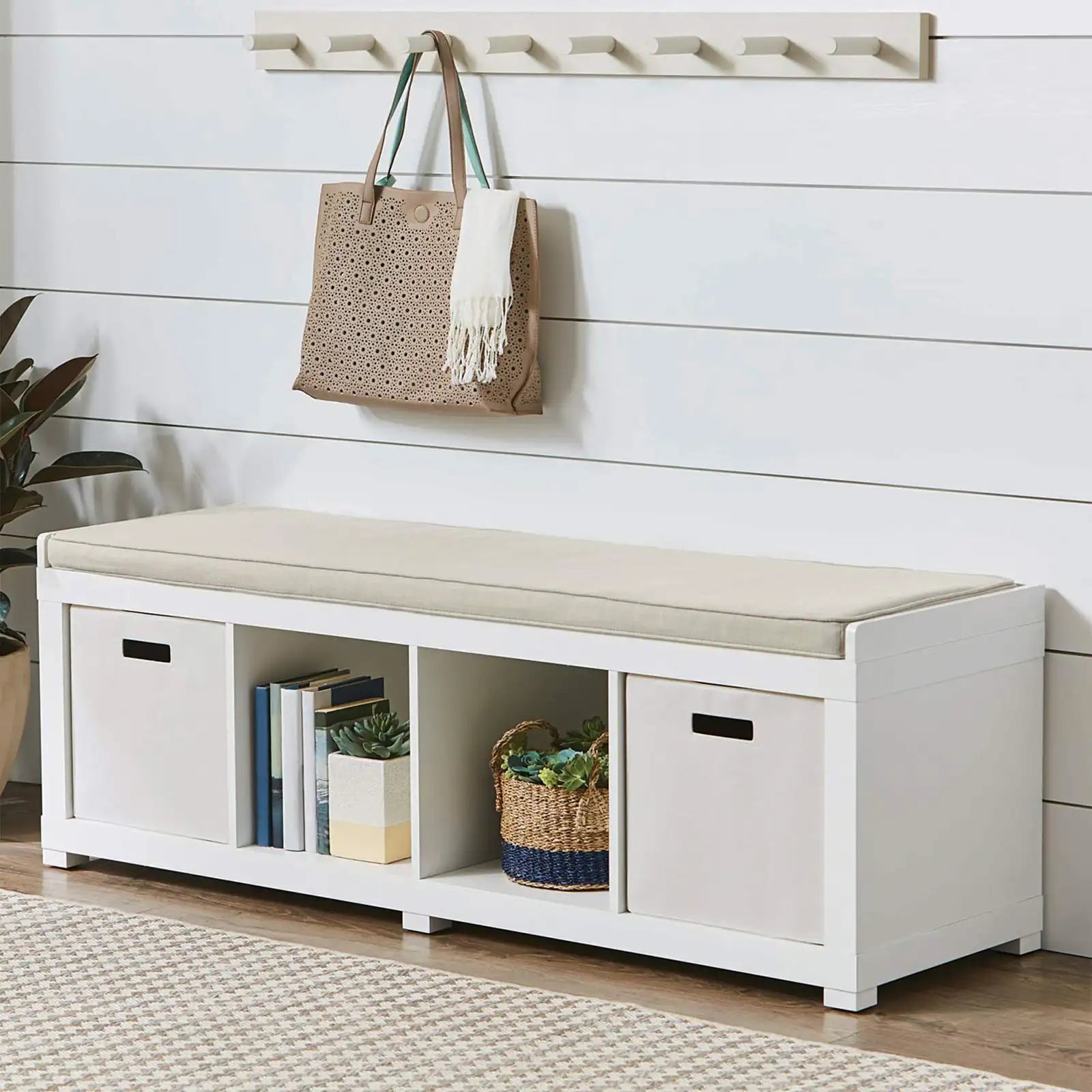 4-Cube Storage Organizer Bench