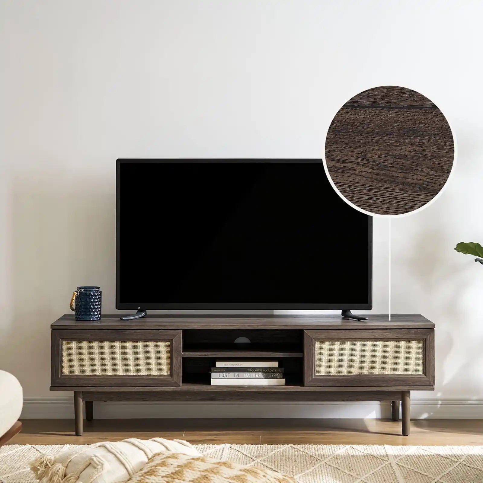 Mueble para TV Soho de ratán de 59" + mesa de centro 