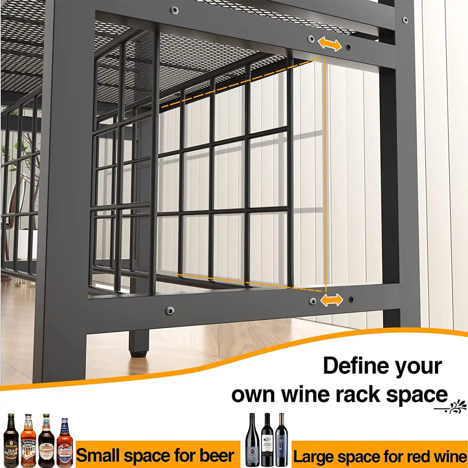 FreeStanding Wine Bar Rack, Wine Coffee Bar Cabinet with Glass Bottle Holder