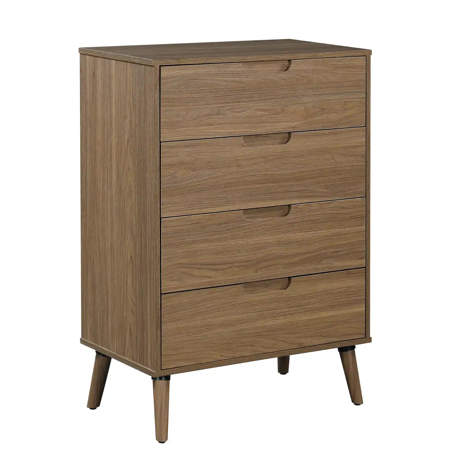 Modern 4 Drawer Dresser , Walnut