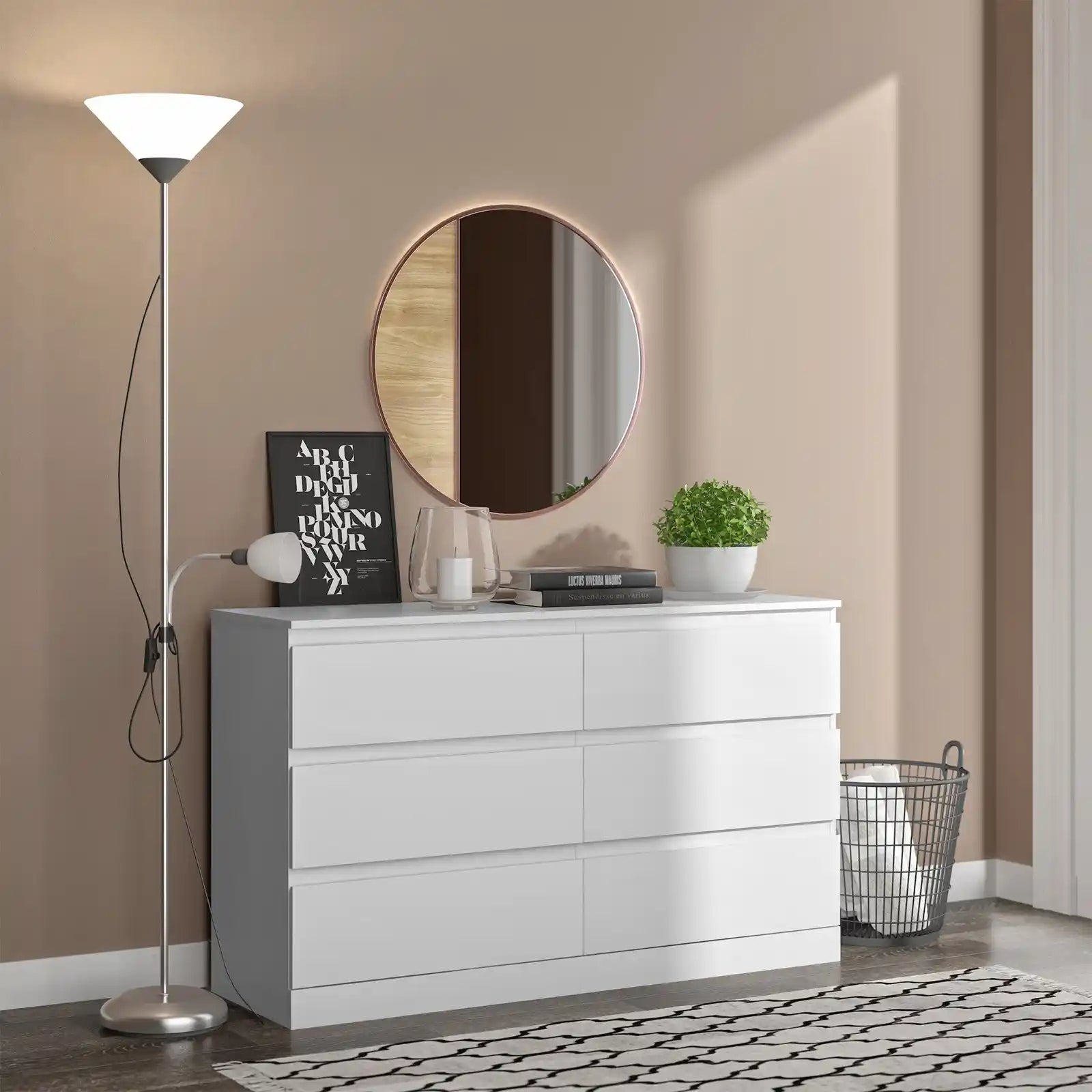 Modern 6-Drawer Horizontal Dresser