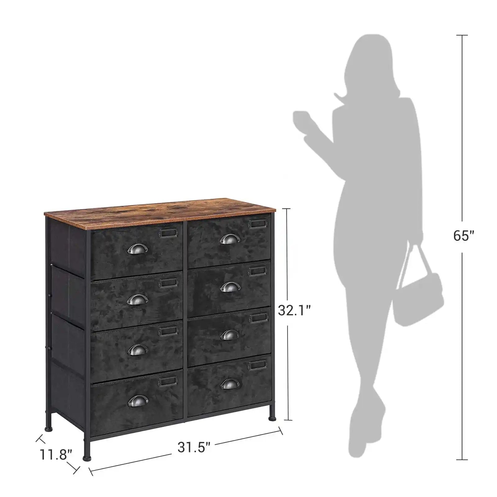 Wide Storage Dresser , 5- 6 - 8 Fabric Drawers Dresser