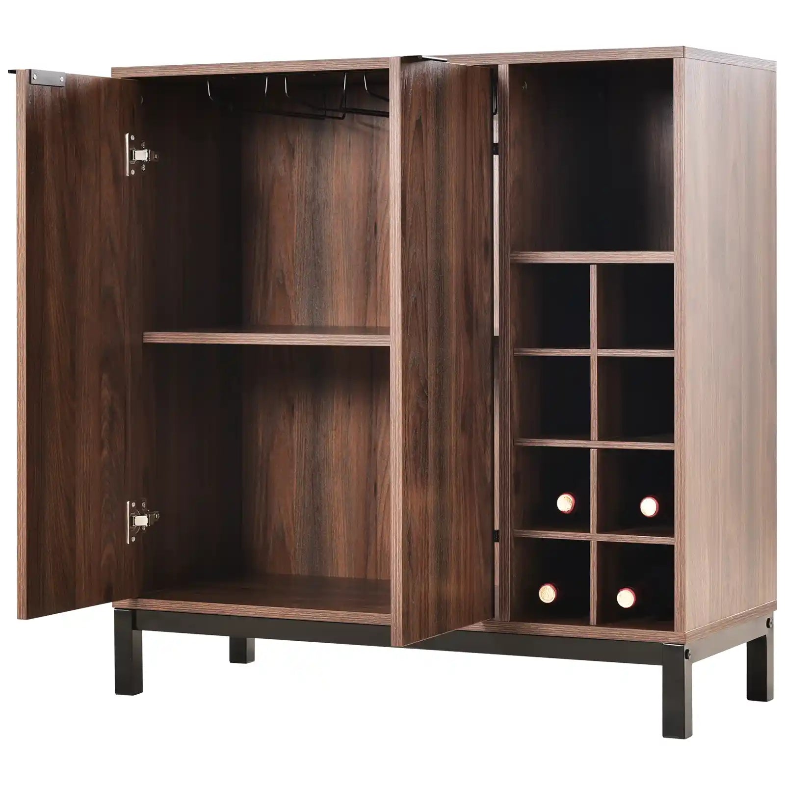 Wood Coffee Bar Cabinet with Storage Wine Racks , Buffet Sideboard