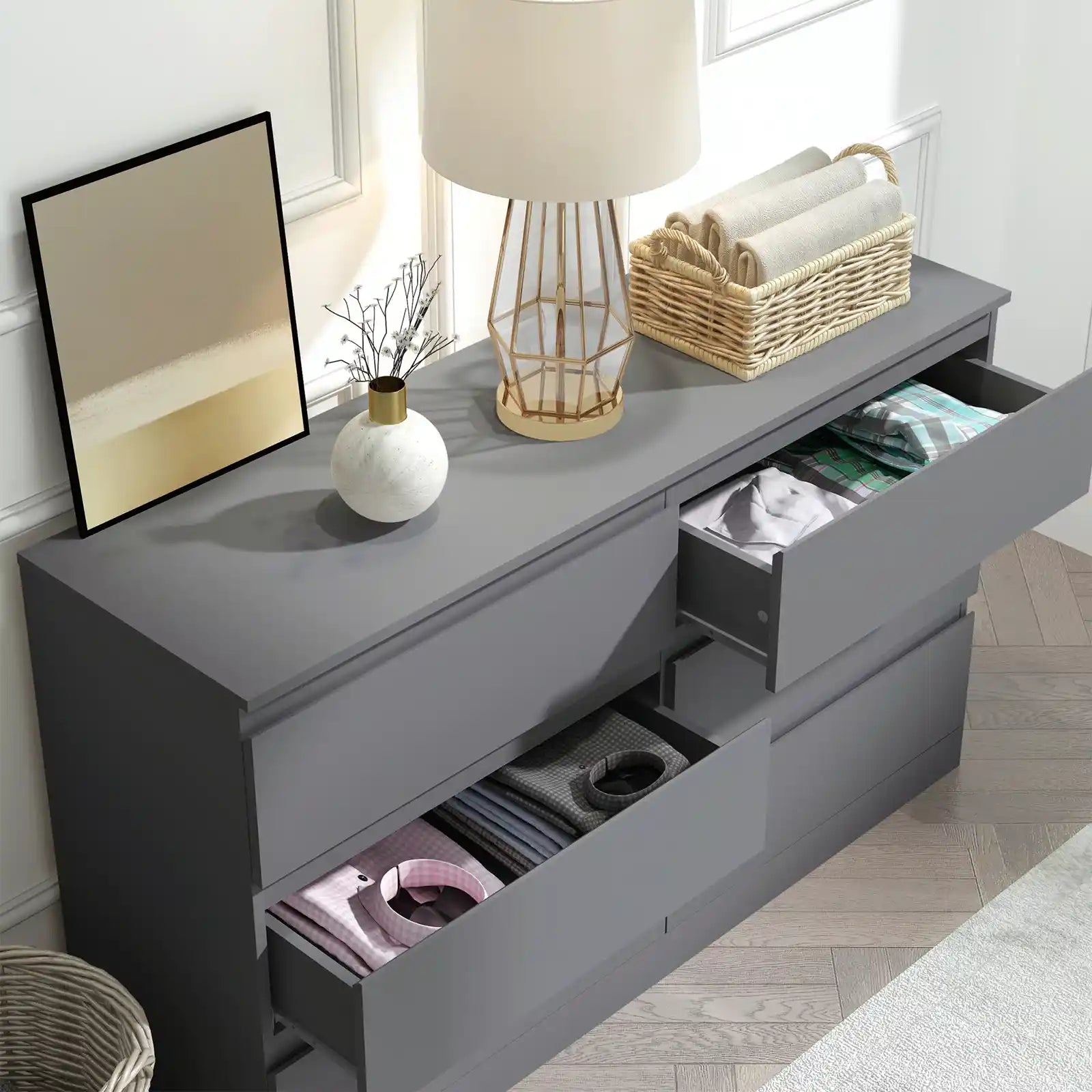 Modern 6-Drawer Horizontal Dresser