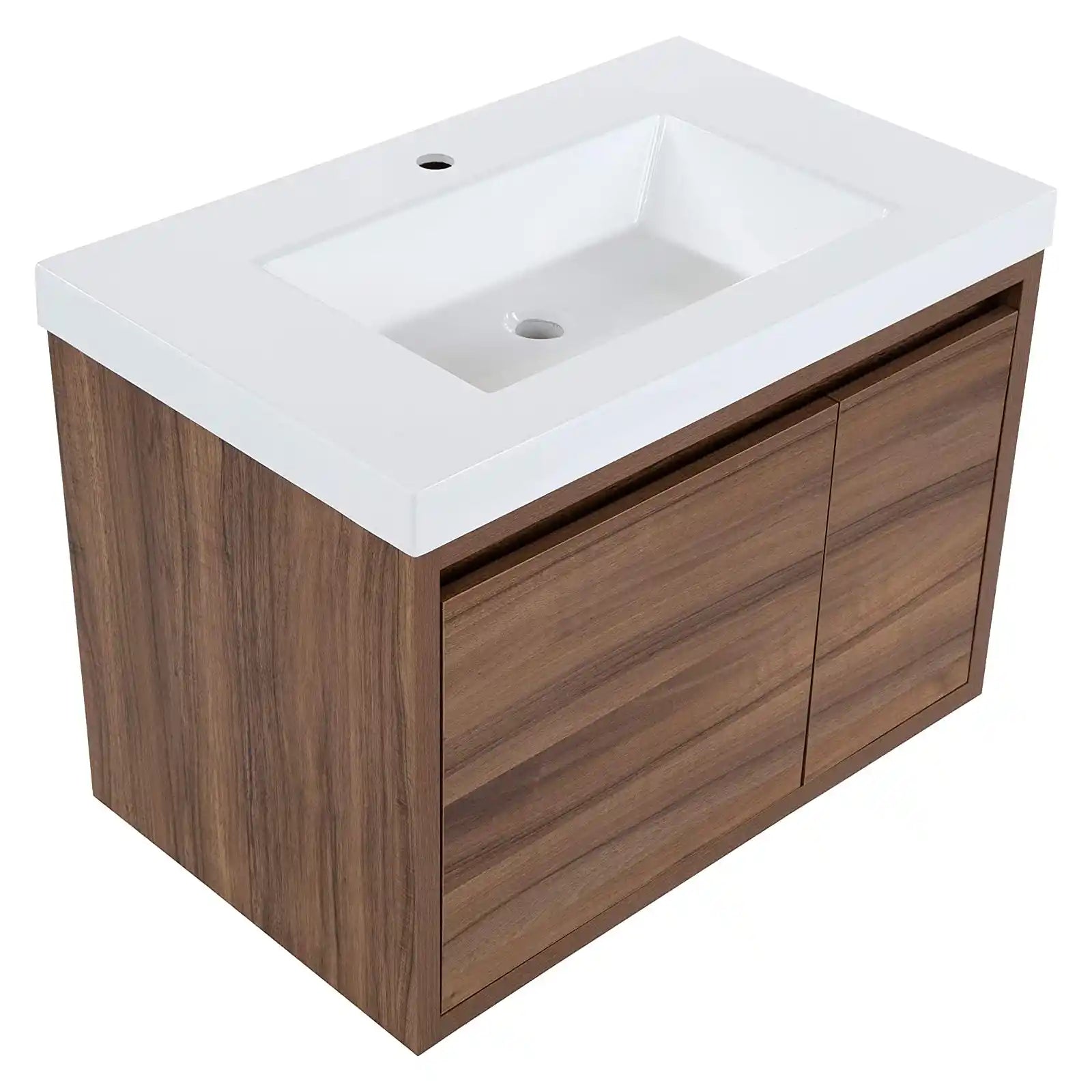 Tocador de baño de madera con lavabo 