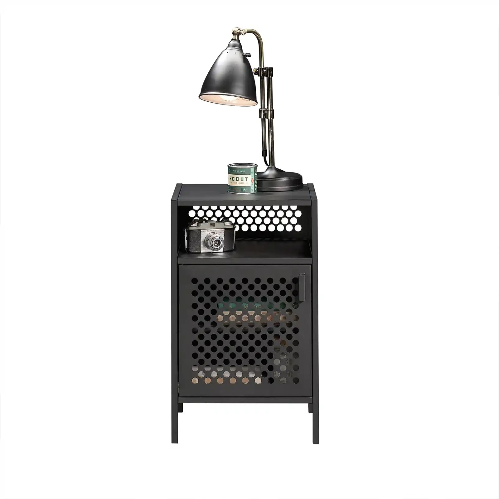 Industrial and Modern Night Stand, Black Finish