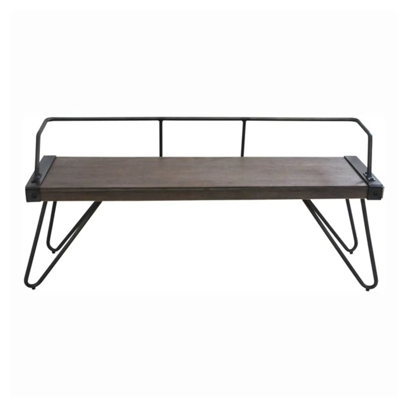 Espresso Brown and Vintage Black Wooden Bench , Retro and Minimalist