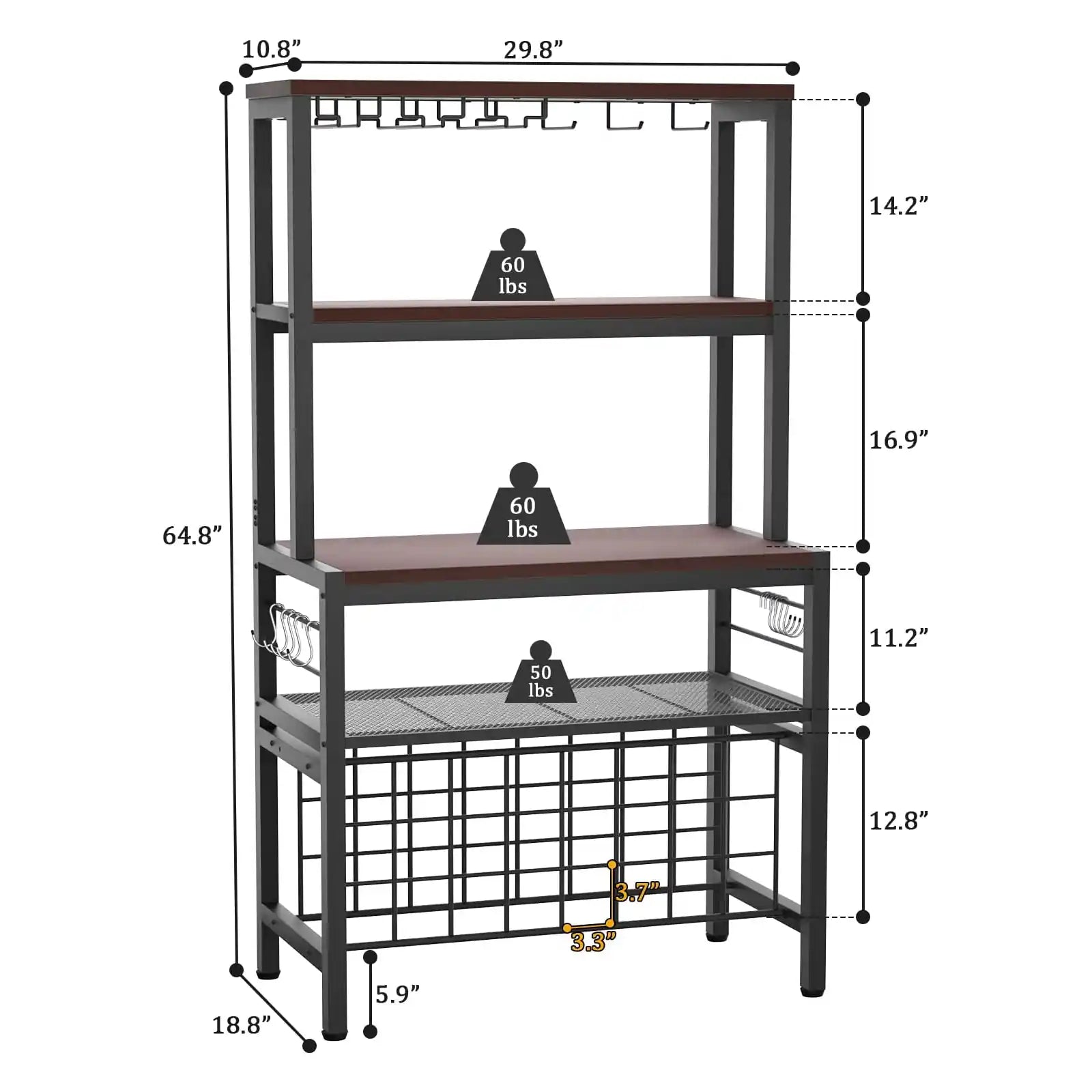 FreeStanding Wine Bar Rack, Wine Coffee Bar Cabinet with Glass Bottle Holder