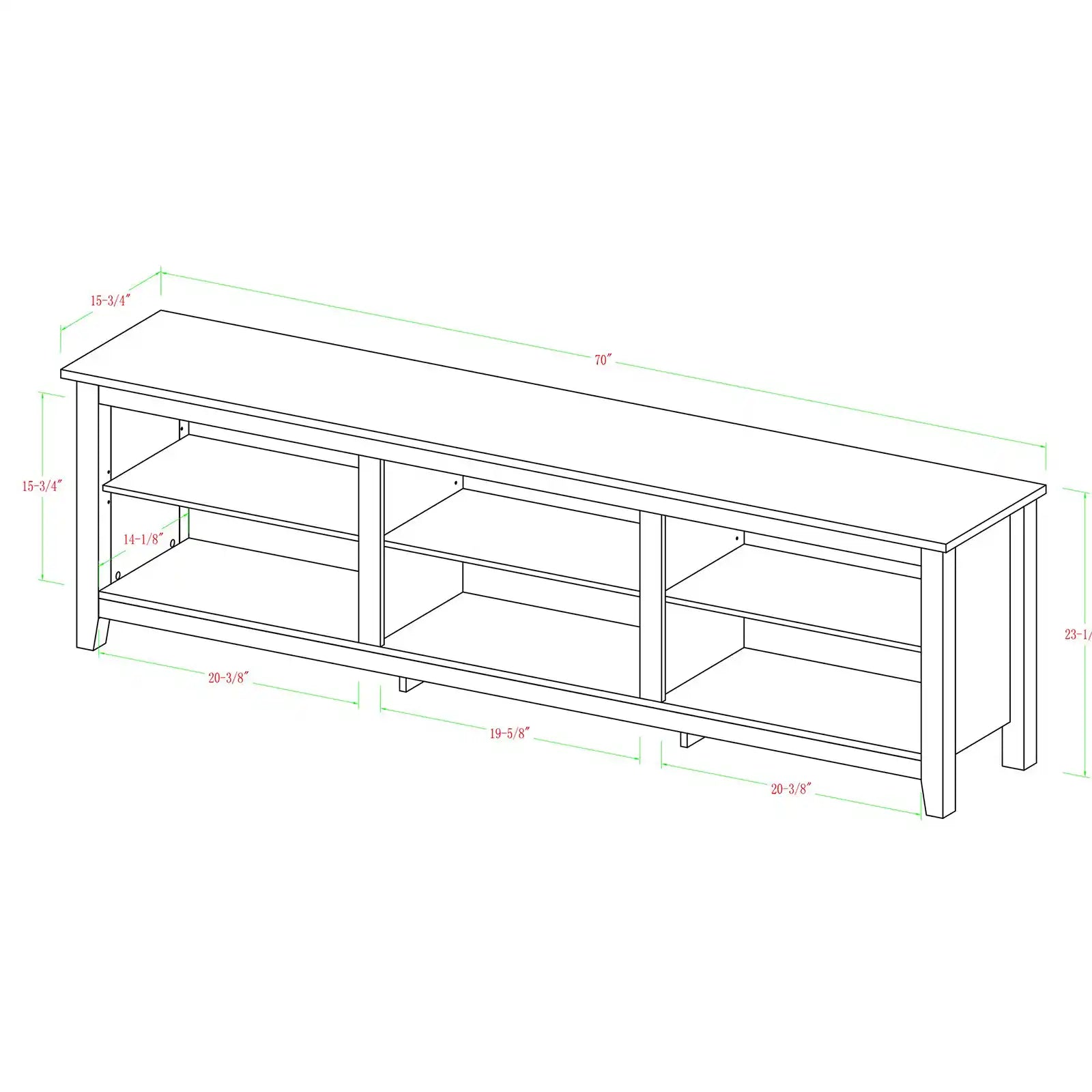 Soporte para TV con almacenamiento abierto para televisores de hasta 78"