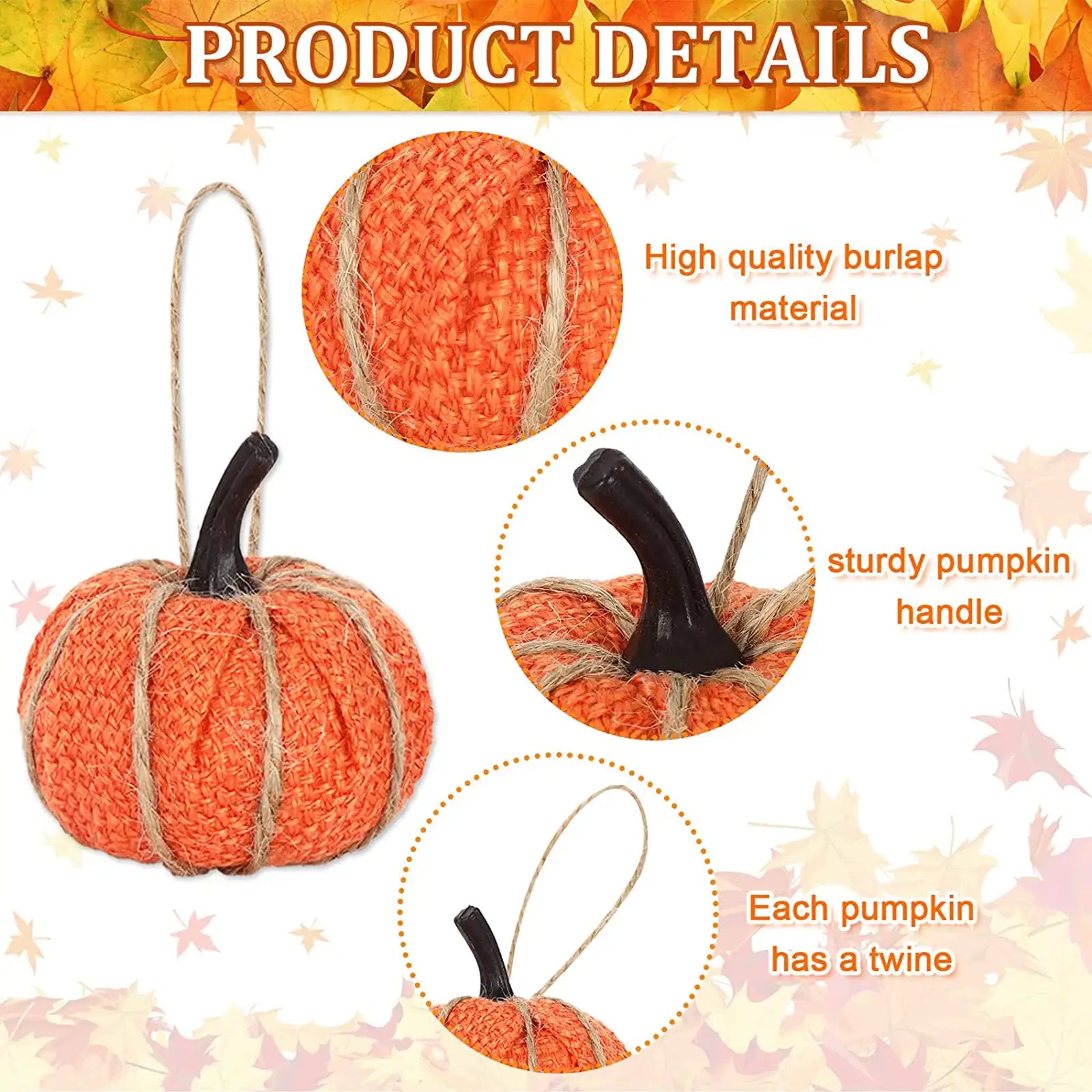 16Pcs Fall Thanksgiving Pumpkin Hanging Christmas Ornament