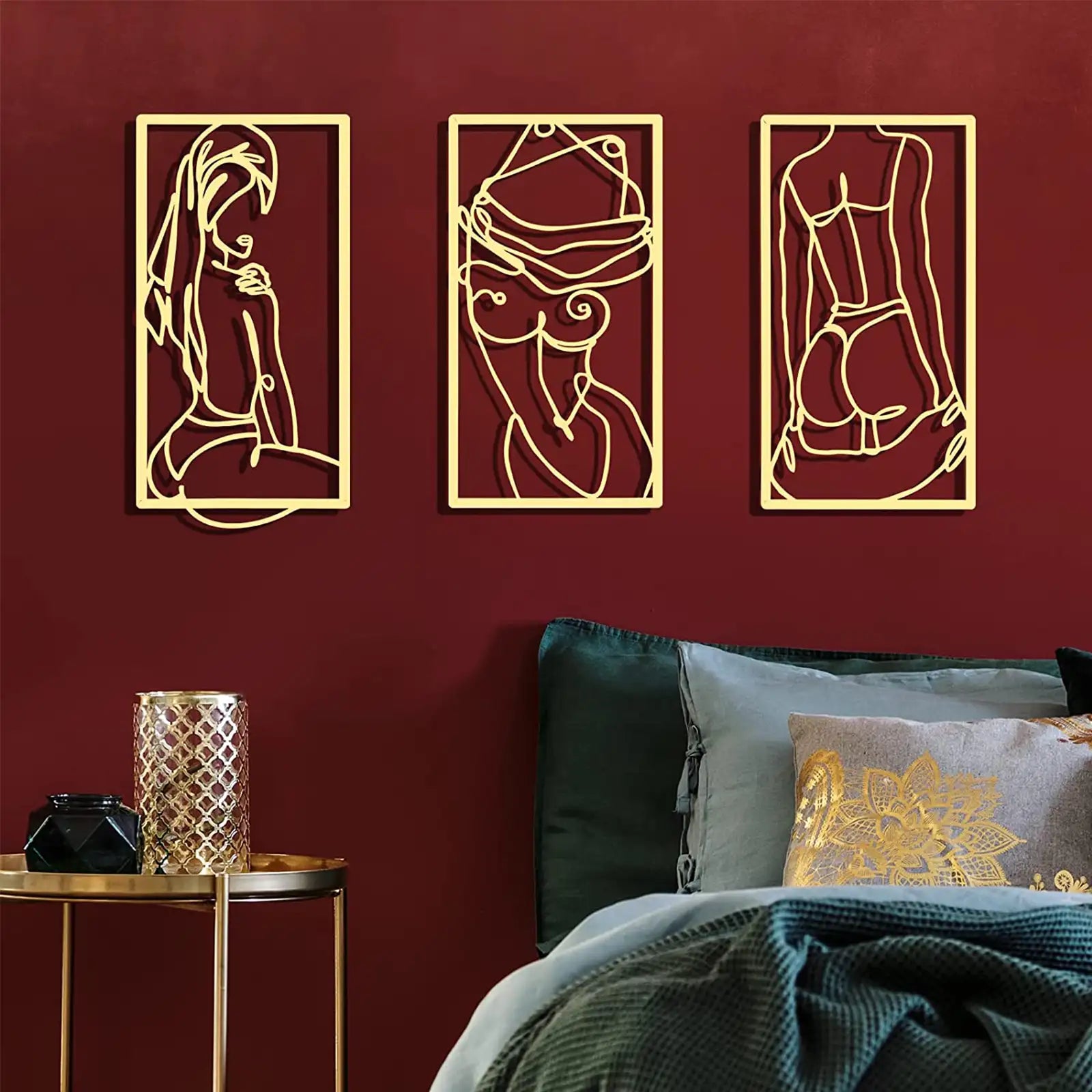 6 Pcs Modern Minimalist Wall Decor Abstract Woman Wall Art Single Line Drawing Modern Home Decor Line Metal Wall Decor Women Body Shape Wall Sculptures