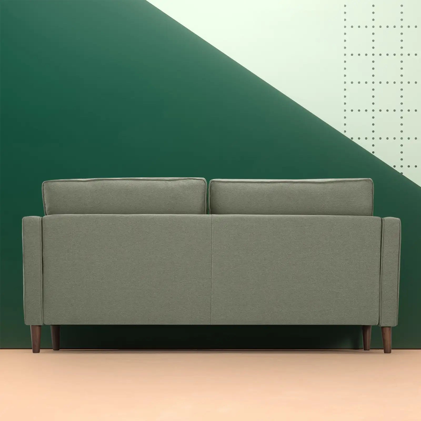 Sofá moderno y minimalista, Poliéster verde. 