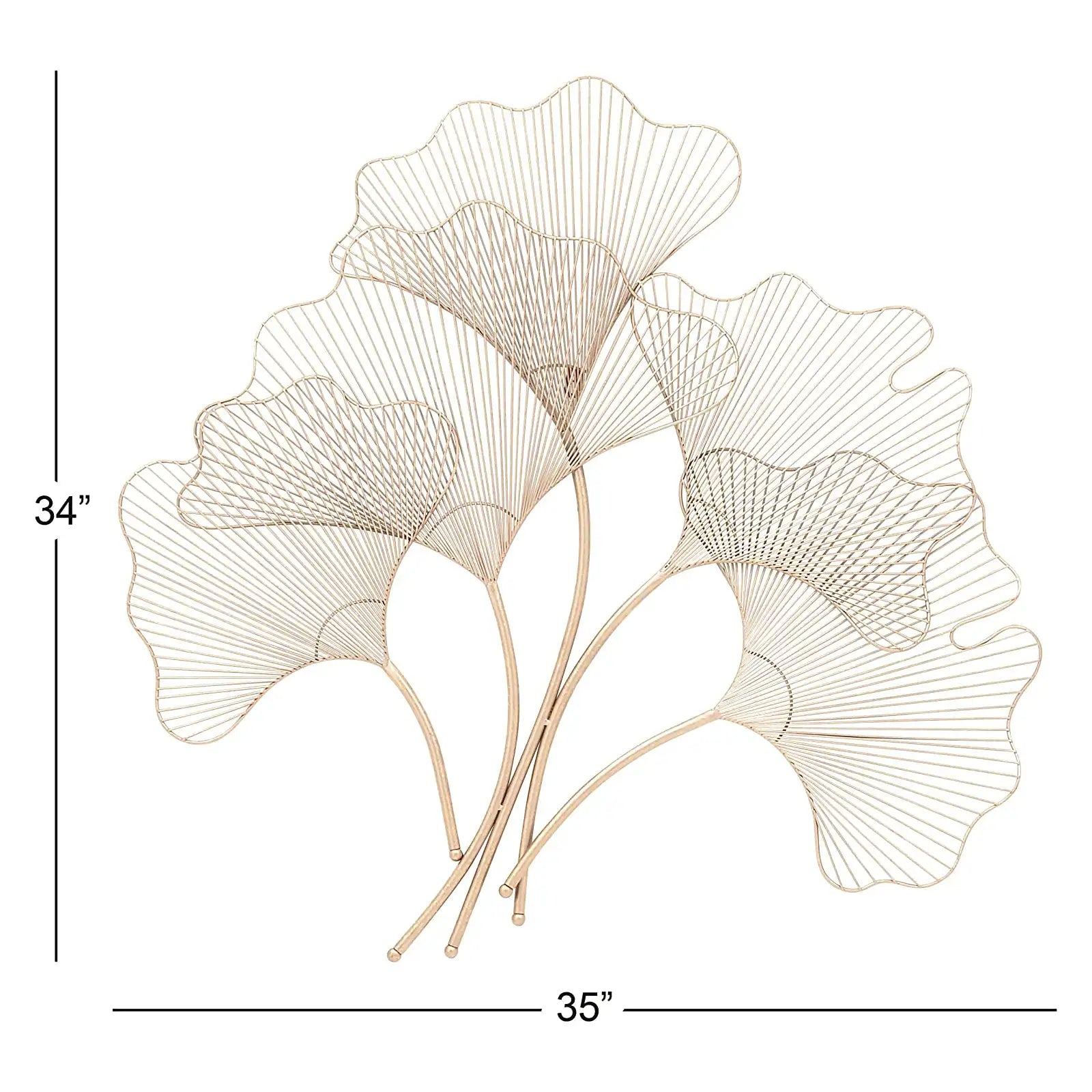 Metal Floral Gingko Leaf Wall Decor