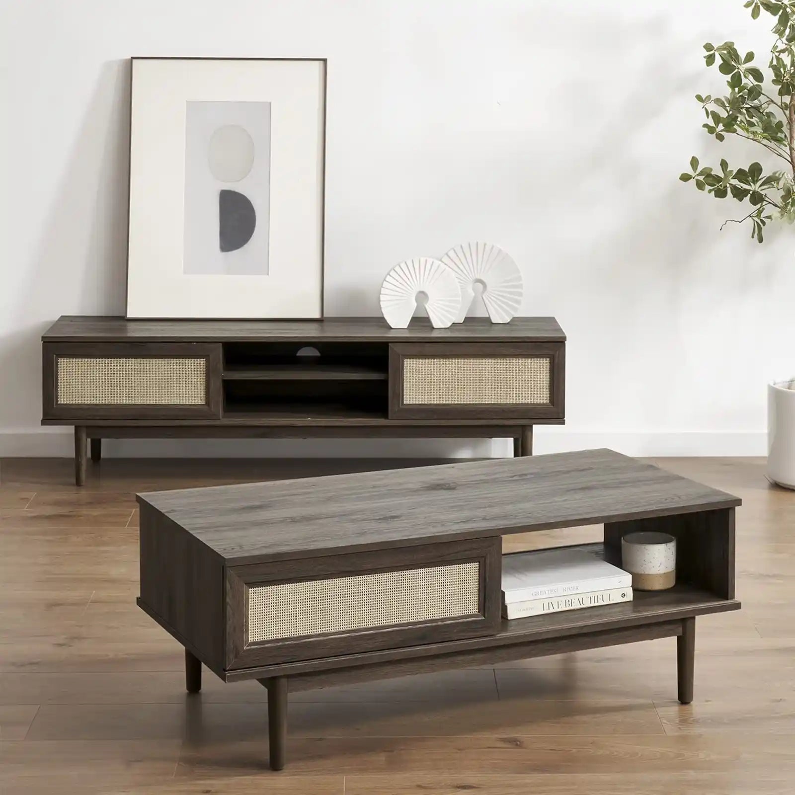 Rattan Soho 59" TV Stand + Coffee Table