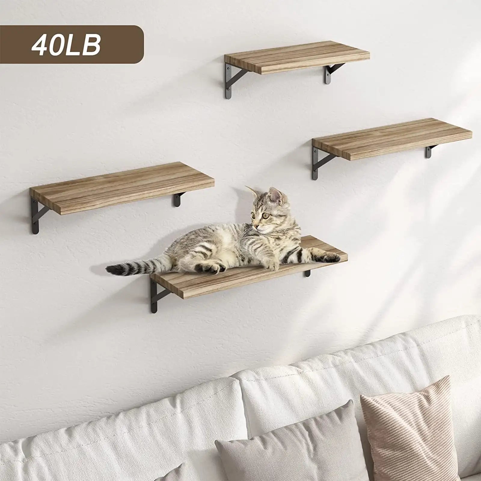 Floating Shelves, Rustic Wood Shelves, 4 Sets of Wall Mounted Shelf for Bathroom Decor, Bedroom, Living Room and Plants